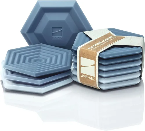 Vista 10 de Posavasos de silicona extra gruesas LINE+ARC (como se ve en NYTimes WireCutter) Impermeables, antimanchas, resistentes al calor, aptos para Arcilla