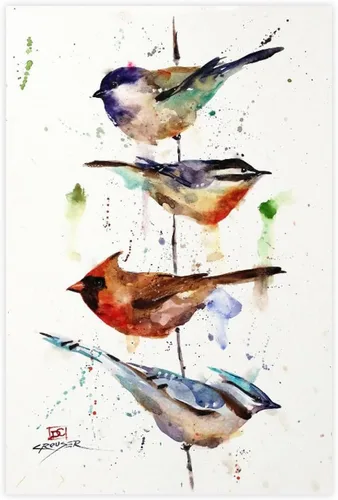 Vista 11 de Póster artístico de Dean Crouser 16 pinturas de acuarela de la familia de colibríes sobre lienzo, póster para decoración de dormitorio, paisaje
