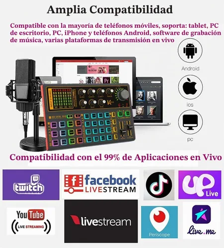 Vista 5 de Paquete de equipo de podcast K300, con micrófono de condensador de podcast, tarjeta de sonido cambiadora de voz con múltiples efectos de sonido