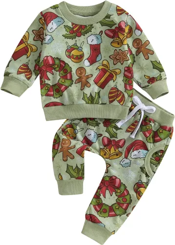 Vista 8 de YINGISFITM Conjunto de camisa de calabaza de Halloween para bebé, niña, niño, sudadera y pantalones para otoño e invierno