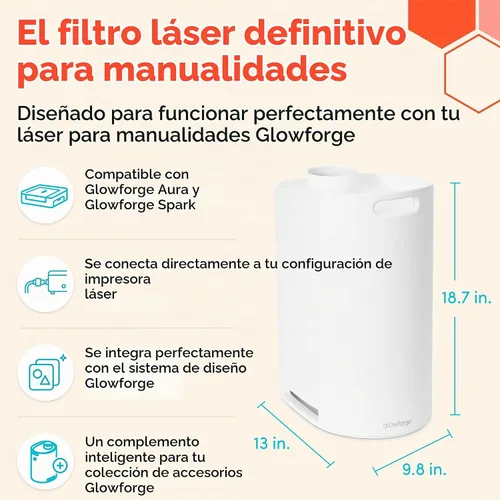 Vista 2 de Glowforge Filtro láser artesanal con cartucho de filtro de carbón activado