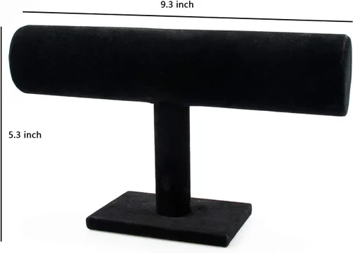 Vista 2 de Foraineam - Paquete de 4 soportes de terciopelo negro para joyería con barra en T, organizador de relojes, collares y pulseras