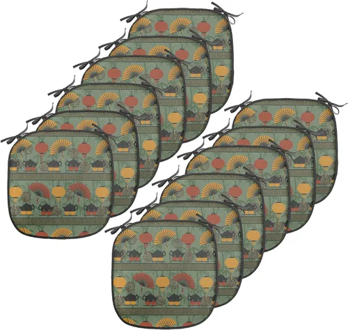 Vista 77 de Ambesonne Flamingo - Cojín de asiento para silla, diseño de fantasía exótica con elementos de vida silvestre hawaiana en colores pastel, acolchado