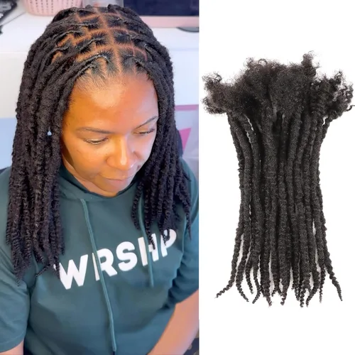 Vista 22 de Extensiones de cabello humano texturizado con extremos rizados, extensiones de cabello humano completamente hechas a mano para mujeres/hombres, se