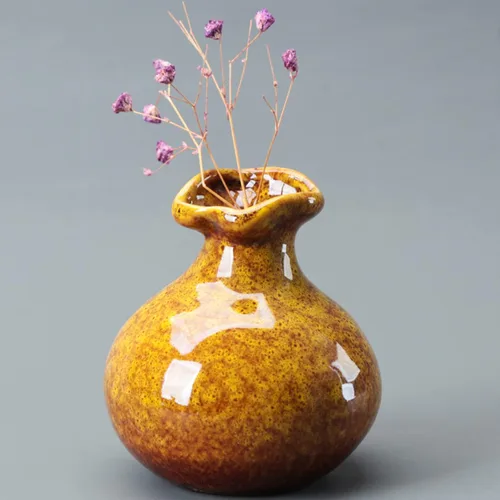 Vista 3 de Florero de cerámica, jarrones de flores esmaltadas, modernos jarrones decorativos de flores secas, jarrón elegante floral para repisa, centros