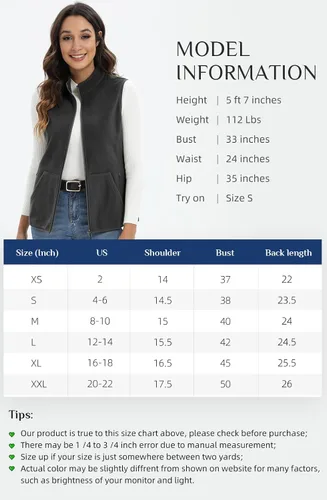 Vista 5 de Xeoxarel Chaleco de forro polar para mujer con 6 bolsillos (XS-2XL)