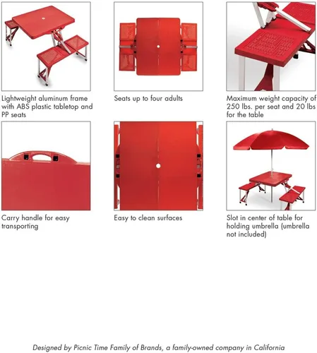 Vista 6 de PICNIC TIME NCAA Florida State Seminoles - Mesa de picnic plegable para campo de fútbol, mesa de campamento - Mesa de exterior con agujero
