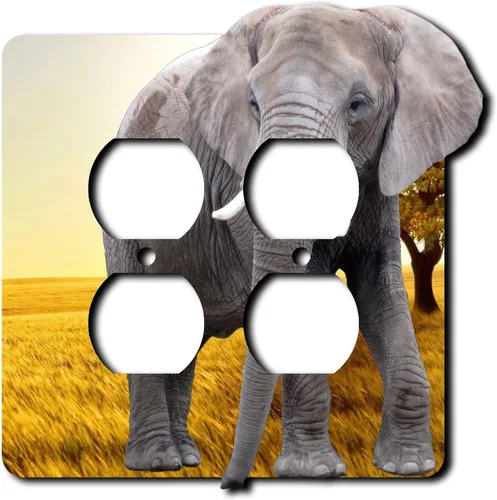 Vista 10 de Cubierta eléctrica acrílica decorativa de elefante - Interruptor de luz doble