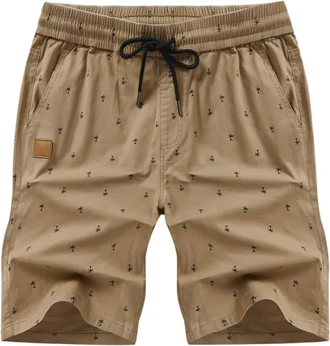 Vista 3 de JMIERR - Pantalones cortos informales para hombre, pantalones cortos de golf, pantalones chinos con cordón, de tela de sarga elástica, para verano