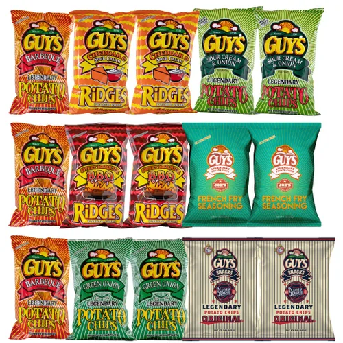 Vista 8 de Guys - Papas fritas de crema agria y cebolla, bocadillos saludables y salados con una mezcla única de especias, papas fritas naturales, papas fritas