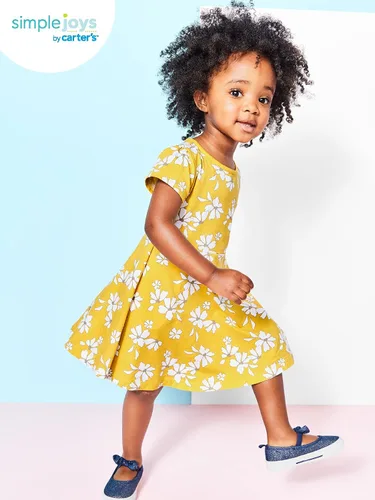 Vista 5 de Simple Joys by Carter's Conjunto de vestido de manga corta y sin mangas para niñas pequeñas, paquete de 2