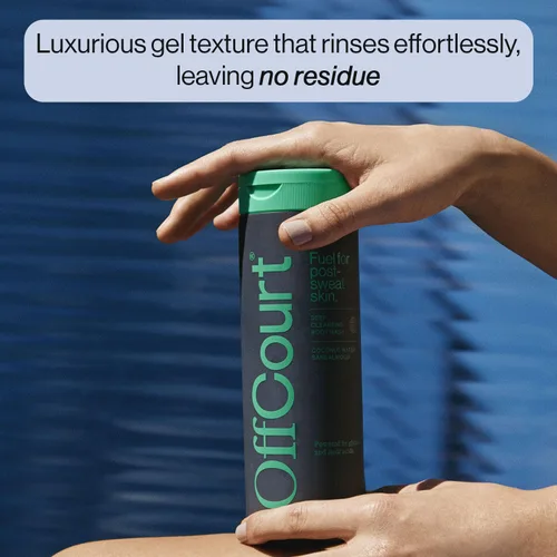 Vista 4 de OffCourt Gel de baño sin sulfato para hombres y mujeres, exfoliante que no seca con ácidos glicólicos y lácticos, deja la piel fresca y suave
