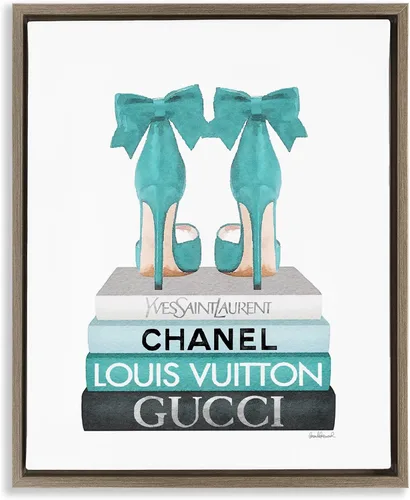 Vista 20 de Chic Shoes Glam Bookstack, 16 x 20 Inch Canvas in Floater Frame Stupell Industries · By Amanda Greenwood · Ready to hang · Fashion forward gift