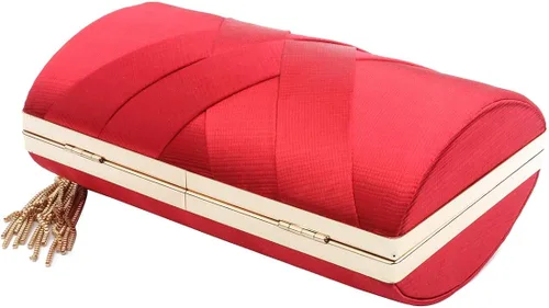 Vista 6 de Elegante bolsa de noche de seda con colgante de borla para mujer bolso de mano para novia boda graduación fiesta de salida nocturna