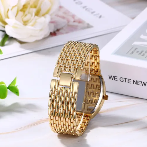 Vista 6 de JewelryWe Gold Tone Wristwatch Quartz Analog Business Casual Dress Watch Hip Hop Iced Out Watches for Christmas