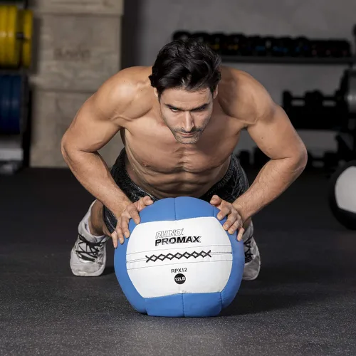 Vista 4 de Pelotas de gimnasio Champion Sports Rhino Promax Slam con agarre antideslizante. Pelota de ejercicio Crossfit, TRX, Pliometria, ejercicios mixtos.