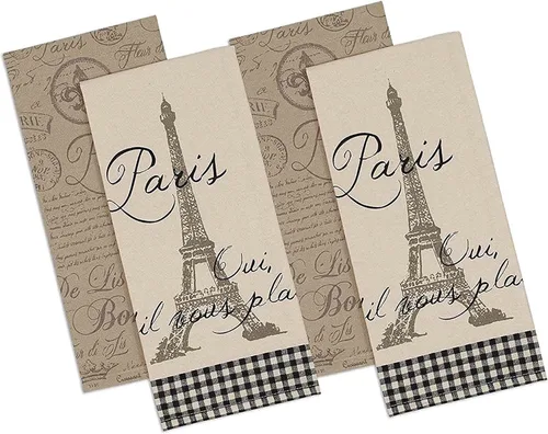 Vista 2 de DII Juego de 3 paños de cocina de algodón jacquard francés, juego de 3, paños de cocina decorativos para cocina y horneado de macarrones franceses