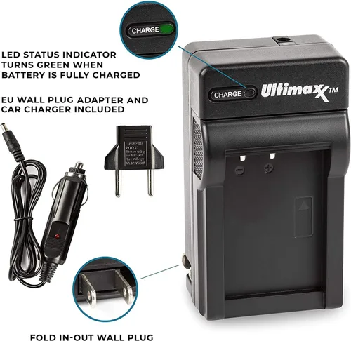 Vista 6 de Ultimaxx Cargador de viaje rápido y 2 baterías EN-EL12 (1500 mAh) para Nikon COOLPIX A1000 B600 W300 A900 AW100 AW110 AW120 AW130 S6300 S8100 S8200