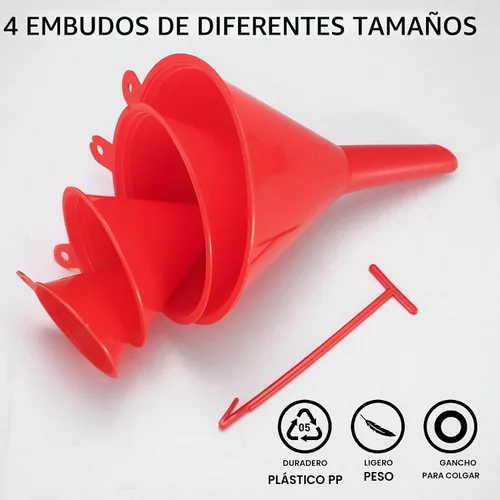 Vista 3 de Juego de embudo de plástico de 8 piezas, herramienta de llenado de aceite