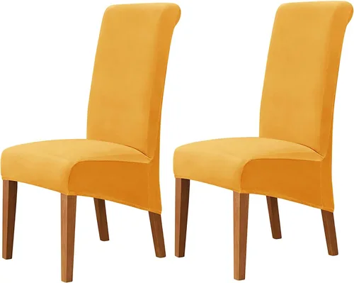Vista 53 de Juego de 2 fundas de terciopelo para sillas de comedor, color beige, fundas elásticas para sillas de comedor y cocina, reutilizables, protector