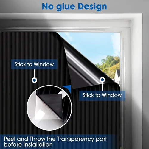 Vista 5 de Coavas Película opaca 100% opaca para ventana, para ventana del hogar, película de tinte para ventana de hogar, película de control de calor