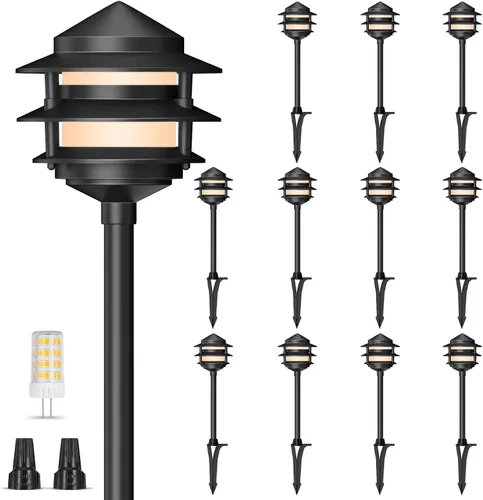 Vista 9 de Gardencoin Pagoda Luces de Camino de Bajo Voltaje para Paisaje, Luces de Camino LED al Aire Libre de 12V con Cable, Iluminación de Pasarela