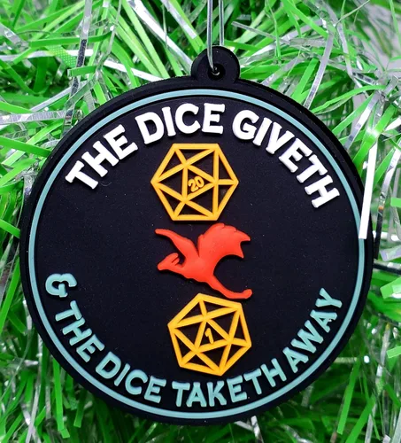 Vista 4 de Juego de 6 adornos navideños con temática de juego de rol de Dungeons and Dragons D&D (diseño inastillable)