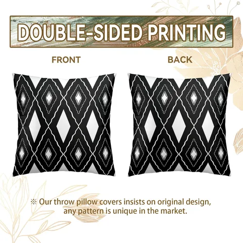 Vista 6 de Fundas de almohada bohemias en blanco y negro, fundas de almohada geométricas, fundas de almohada abstractas, fundas de almohada modernas