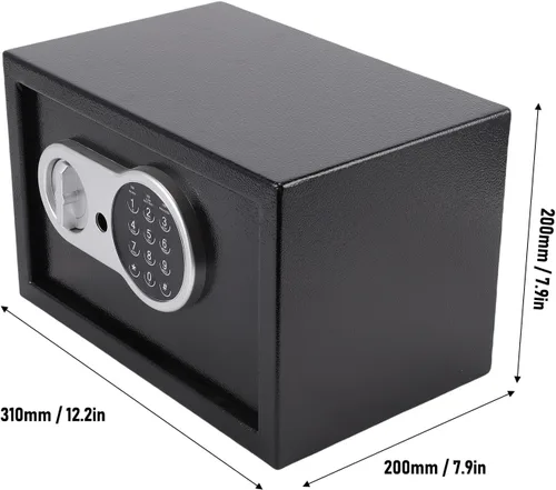 Vista 3 de Hyuduo Mini caja fuerte, caja de seguridad electrónica con contraseña digital y llaves de respaldo, caja de seguridad de acero antirrobo para viajes