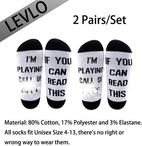 Vista 2 de LEVLO Call Game Lover Gift Video Games Calcetines de algodón elástico cómodo unisex calcetines para jugadores