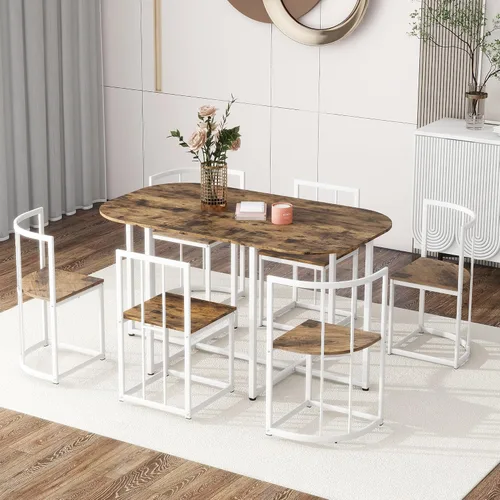 Vista 11 de LUMISOL Juego de mesa de comedor rectangular con cajones de almacenamiento y 4 sillas tapizadas y banco, juego de 6 piezas para comedor, sala