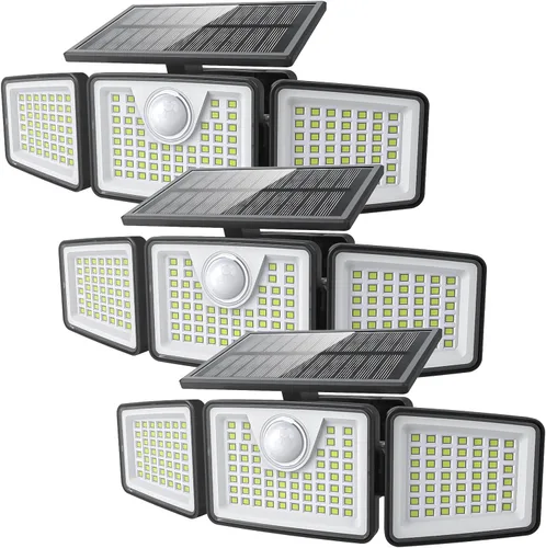 Vista 13 de Daphino - Luces solares para exteriores de 2500 lm con sensor de movimiento, luces de calle de 3 cabezales con ángulo amplio de 270°, iluminación