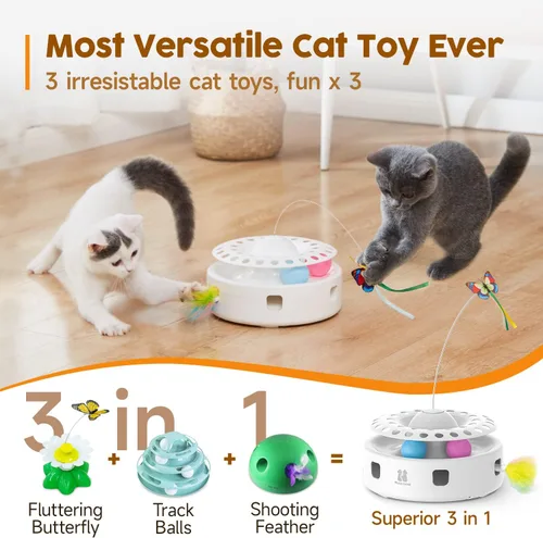 Vista 3 de Potaroma Paquete de 3 bolas de hierba gatera y juguete inteligente 3 en 1 para gatos