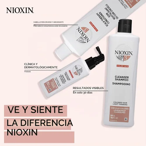 Vista 5 de Nioxin Kit de 4 sistemas de engrosamiento del cuero cabelludo + cabello Para cabello teñido, seco y dañado con adelgazamiento progresado