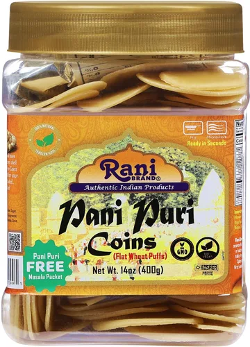 Vista 15 de Rani Pani Puri - Monedas de 7 onzas (7.05 oz) 80-85 monedas ~ Monedas de trigo y sémola sin cocer, aptas para microondas, totalmente naturales