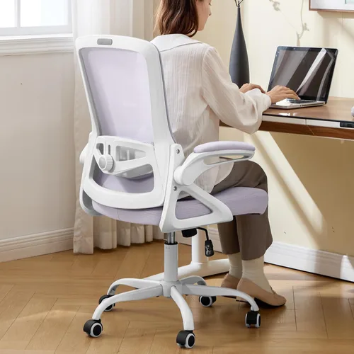 Vista 13 de Silla de Oficina Ergonómica, Silla de Escritorio con Soporte Lumbar Ajustable, Sillas de Computadora Cómodas de Malla Transpirable con Reposabrazos