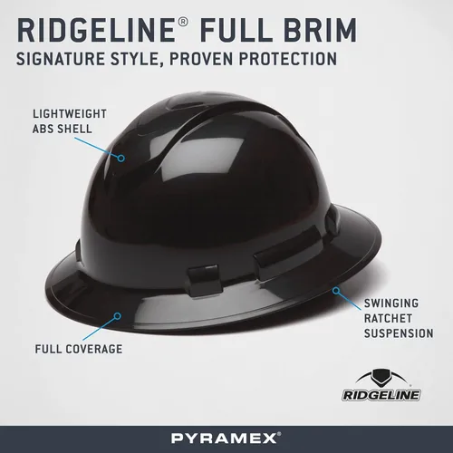 Vista 5 de Pyramex Ridgeline - Casco duro de ala completa, 4 puntos, con trinquete, color negro