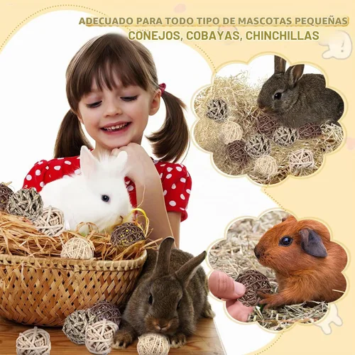 Vista 5 de Sosation Paquete de 24 juguetes de conejillos de indias, bolas de juego para animales pequeños, masticables, golosinas para morder, juguetes