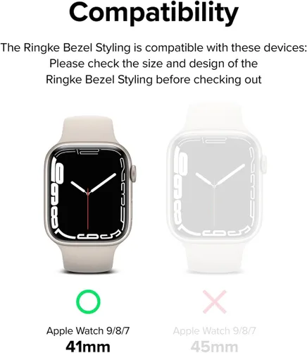 Vista 2 de Ringke Estilo de bisel [elegante marco de acero inoxidable] compatible con Apple Watch Series 9, 8, 7 funda (1.61 pulgadas), protector antiarañazos