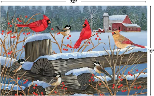 Vista 3 de Briarwood Lane - Felpudo de pájaros del invierno con cardenales