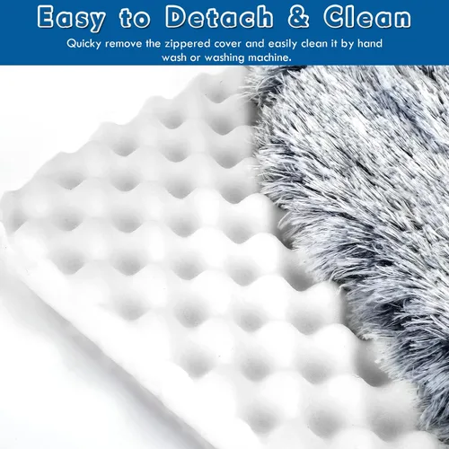 Vista 4 de Cama para perro con cueva de cubierta, cama ortopédica para perro con manta, 33.5 x 27.6 pulgadas, jaula rectangular para mascotas, tapete acogedor