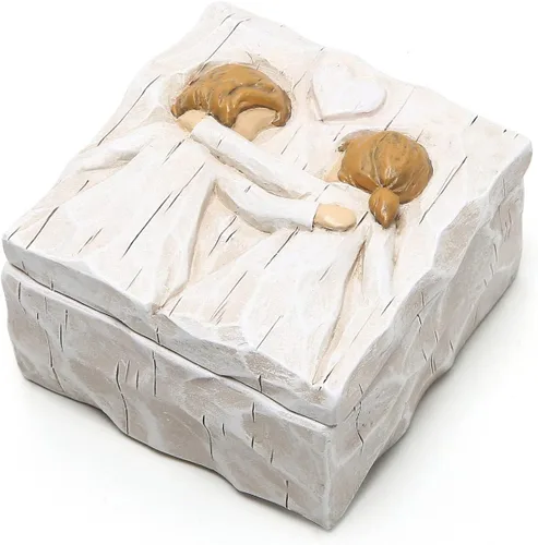 Vista 2 de Hodao Caja de recuerdo de joyería de la amistad, caja de recuerdo esculpida pintada a mano, cajas de recuerdos de aniversario, cajas decorativas