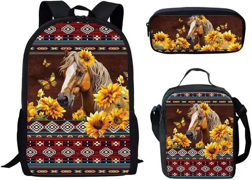 Vista 95 de HUGS IDEA Juego de 3 bolsas escolares con aislamiento térmico para el almuerzo, estuche para lápices