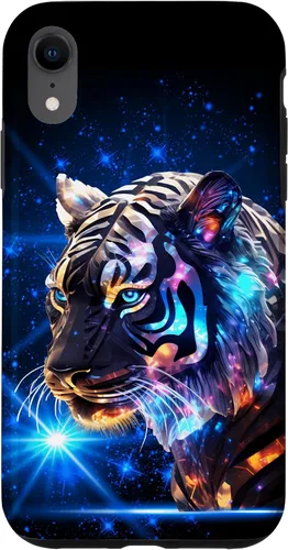 Vista 8 de Funda para iPhone 14 Cosmic Silver Tiger Blue Star Wild Animal Safari