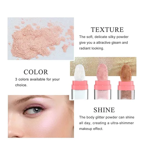 Vista 6 de Polvo de resaltado con purpurina, maquillaje para iluminar el rostro natural tridimensional en polvo para resaltador de mejillas.