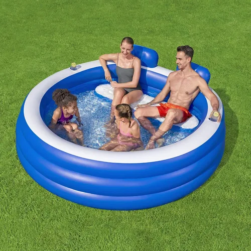 Vista 2 de H2OGO! - Piscina familiar inflable Splash Paradise de 7 pies 7 pulgadas x 7 pies 2 pulgadas x 31 pulgadas, piscina inflable al aire libre para niños