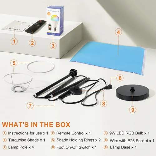 Vista 9 de FRIDEKO HOME Lámpara de pie, iluminación ambiental que cambia de color para sala de estar, dormitorio, lámpara de pie con aplicación y control