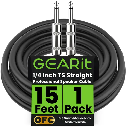 Vista 10 de GEARit Cable de altavoz profesional (6 pies), cobre puro 12 AWG, de 1/4 de pulgada a 1/4 de pulgada, TS recto macho a macho para amplificador