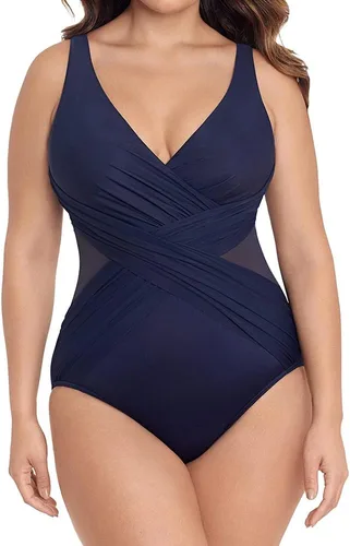 Vista 2 de Miraclesuit Traje de baño de una pieza con control de abdomen para mujer, talla grande, ilusionistas