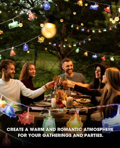 Vista 3 de AceList Guirnalda de 50 luces LED para campamento, funciona con pilas y USB, mini queroseno impermeable para exteriores, perfecta para decoraciones